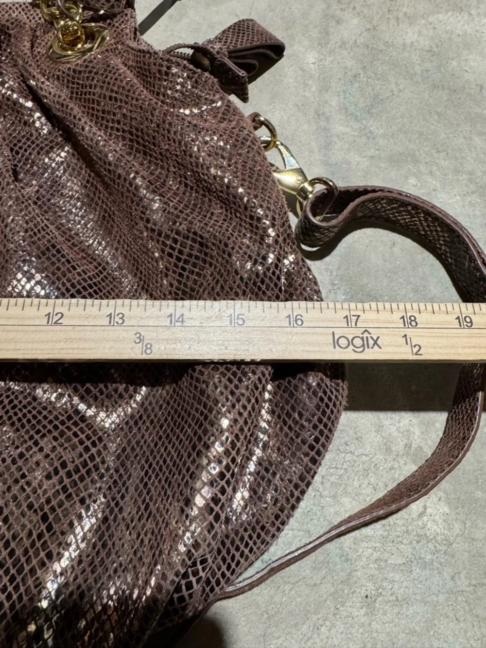 Cynthia Rowley Snakeskin Leather Shoulder Bag Purse Gold Brown Mobwife Fall